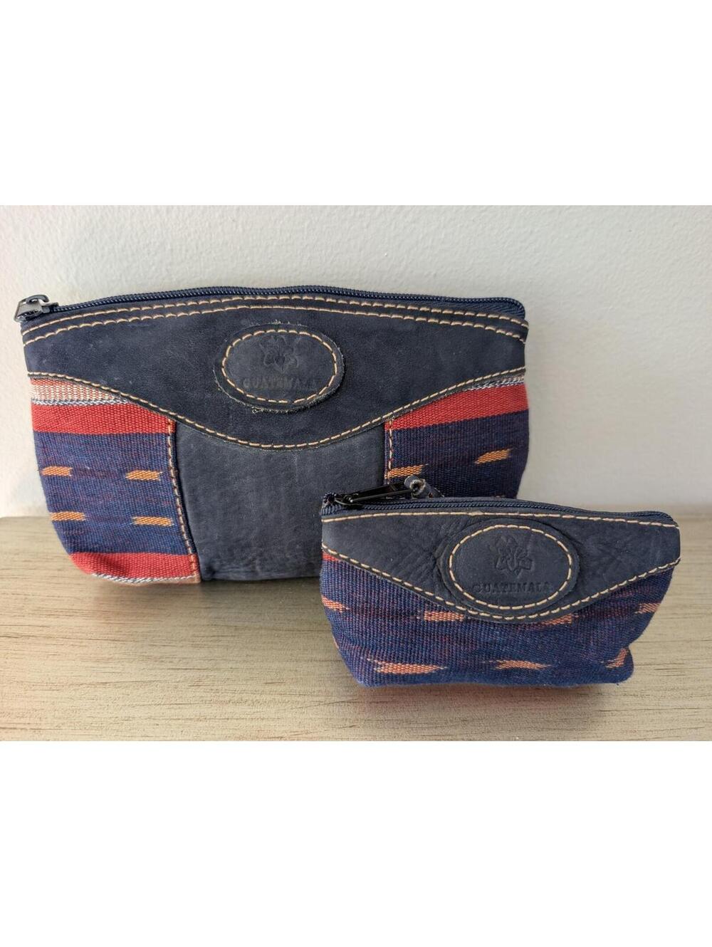 Handmade Guatemala Textile & Leather Pouches Cosmetics Coins Travel Southwestern